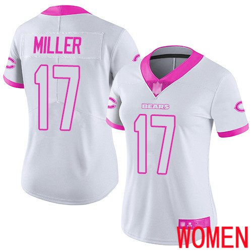 Chicago Bears Limited White Pink Women Anthony Miller Jersey NFL Football #17 Rush Fashion->women nfl jersey->Women Jersey